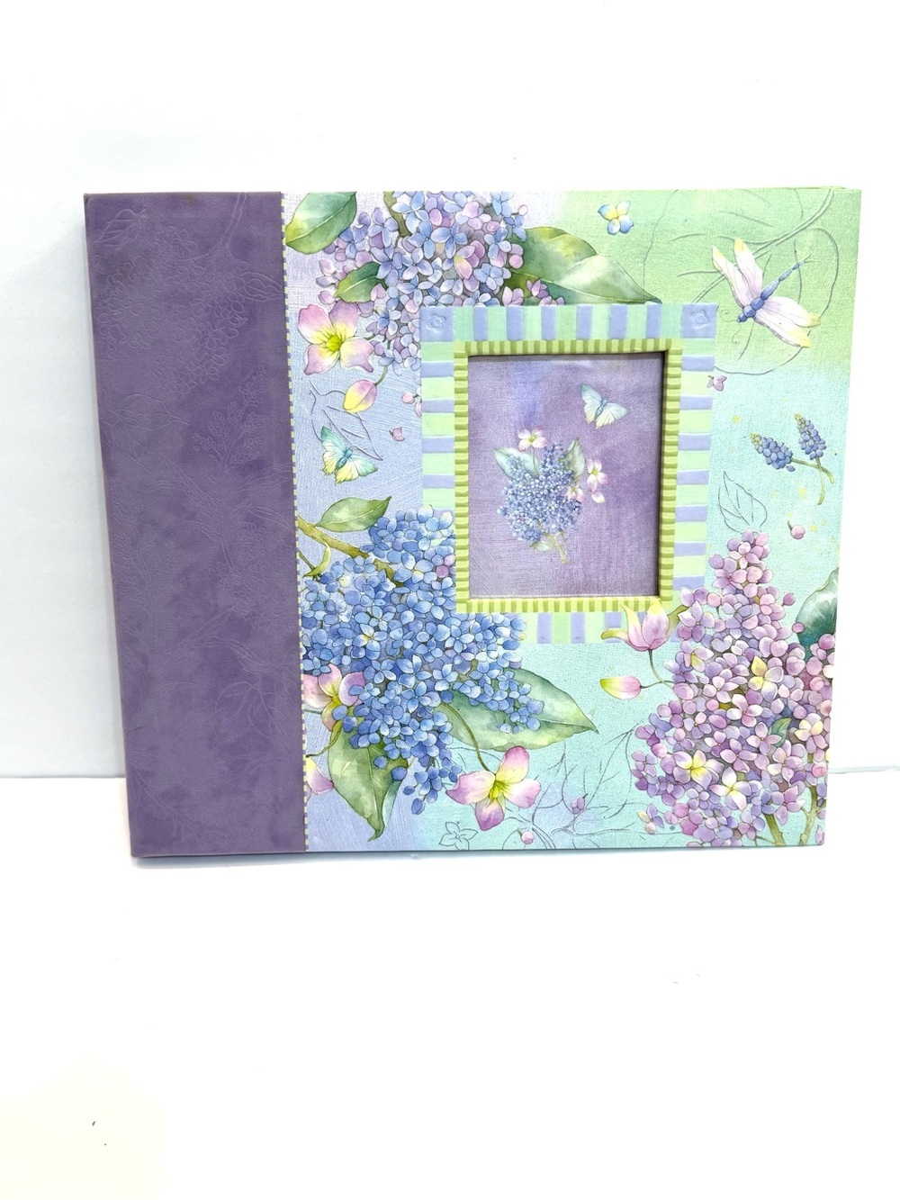VTG Brenda Walton Hydrangea Dragonfly K&Company Juliana Suede 12x12" Scrapbook